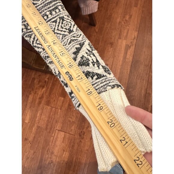 Anthropologie TINY Black & Cream Open Front Boho Cardigan Sweater With Tribal Pa - Picture 9 of 10